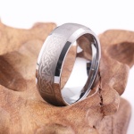 Men's Tungsten Ring Silver Tone Irish Celtic Knot Cross Triquetra Brushed tungsten carbide ring