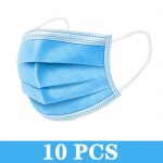 Dropship 10pcs Mask Disposable 3 Layers Filter Dustproof Earloop Non Woven Mouth Masks 360 ° Folding Civil Masks Blue Face Mask